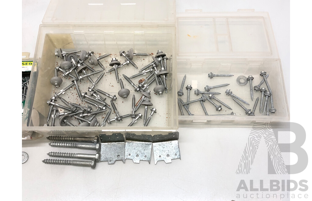 Selection of Galvanised Nail, Screws, Washers and Brackets