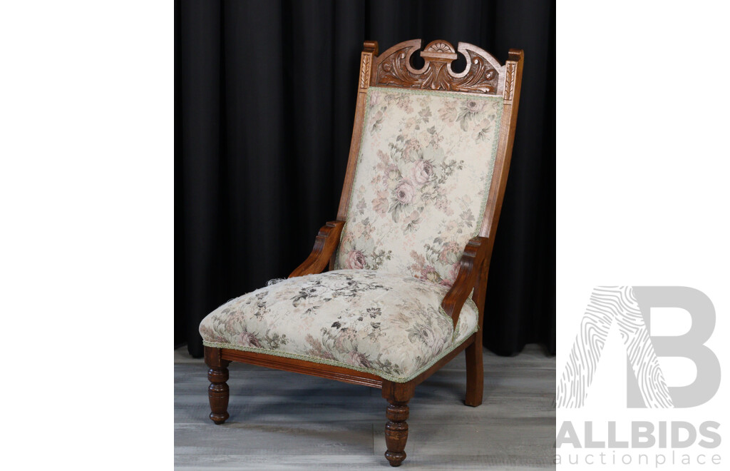 Victorian Carved Wood Floral Grandmother Chair