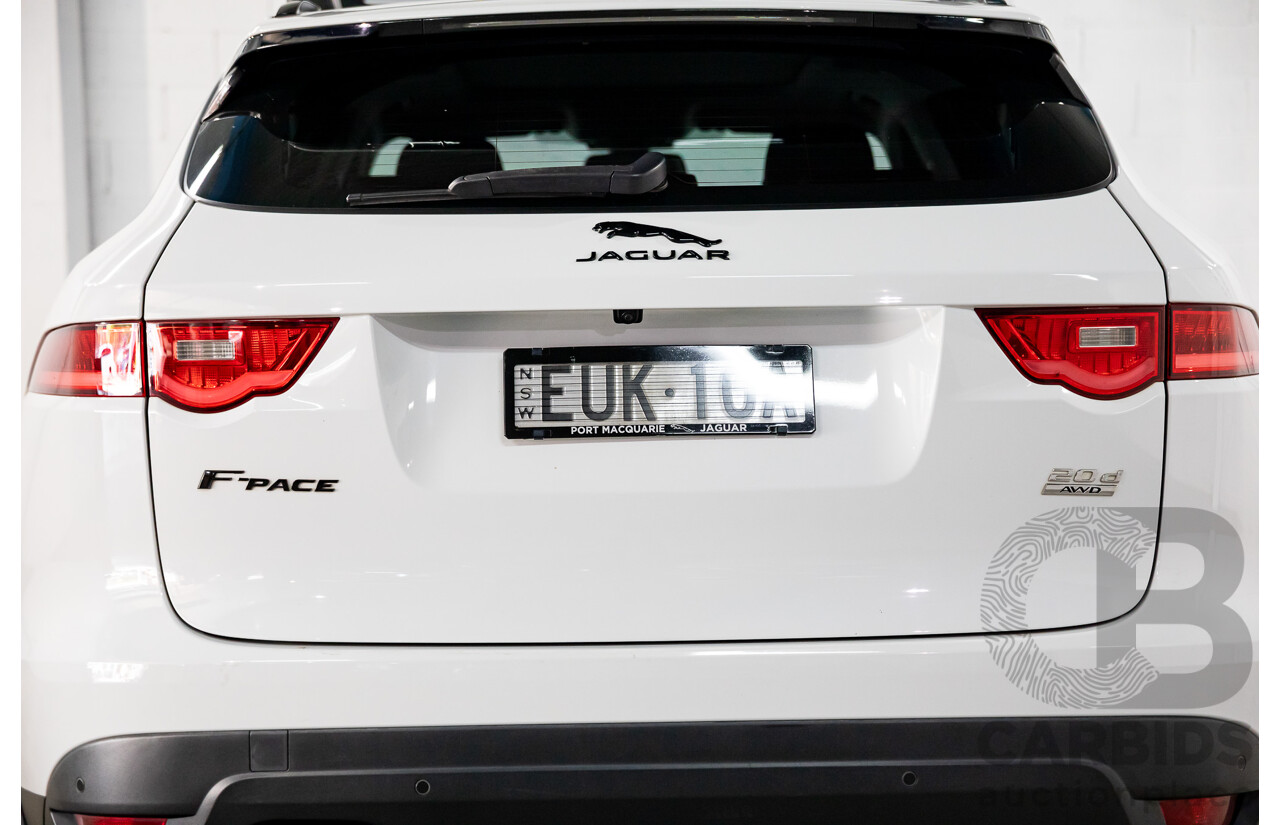 08/2017 Jaguar F-Pace 20d Prestige (AWD) MY18 4d Wagon Fuji White Turbo Diesel 2.0L