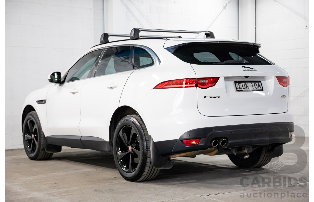 08/2017 Jaguar F-Pace 20d Prestige (AWD) MY18 4d Wagon Fuji White Turbo Diesel 2.0L