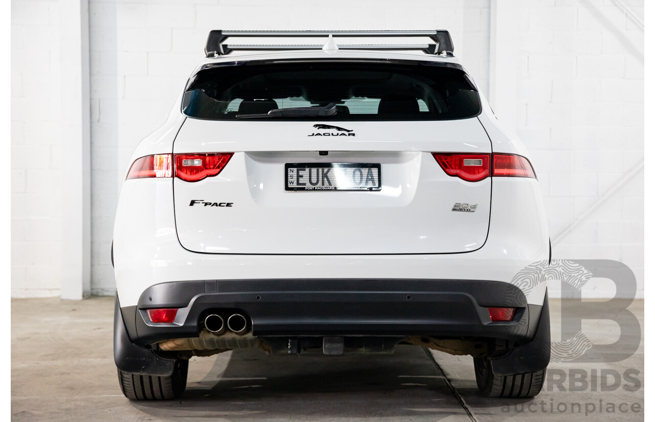 08/2017 Jaguar F-Pace 20d Prestige (AWD) MY18 4d Wagon Fuji White Turbo Diesel 2.0L