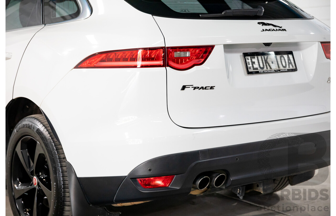 08/2017 Jaguar F-Pace 20d Prestige (AWD) MY18 4d Wagon Fuji White Turbo Diesel 2.0L