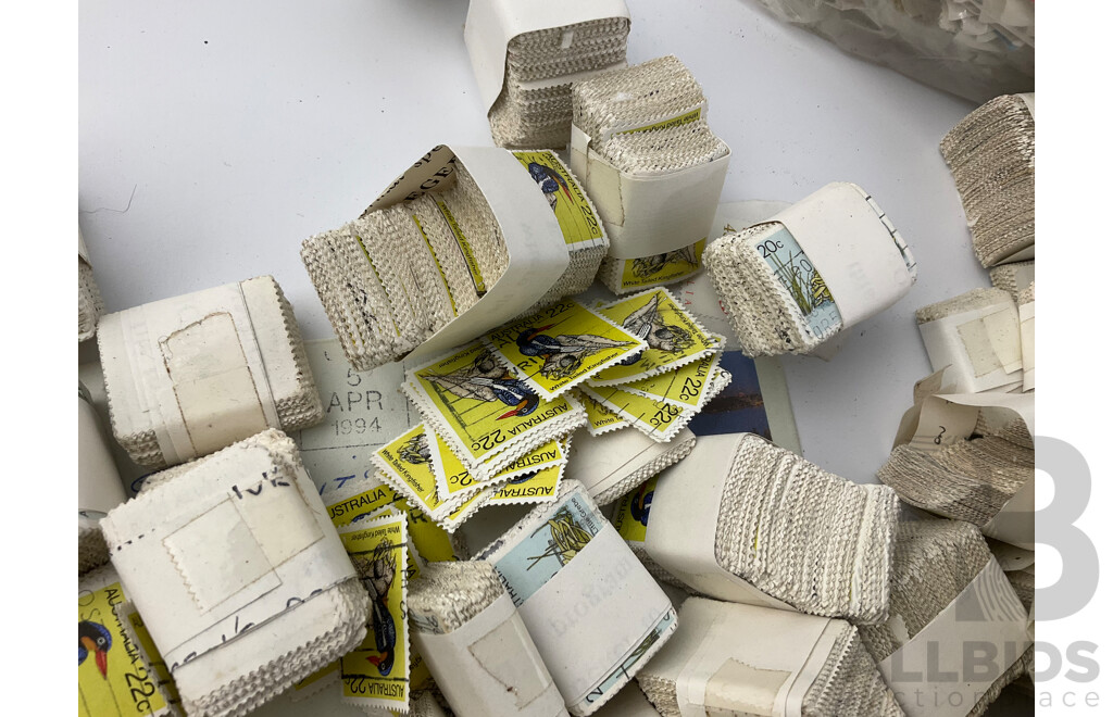 Large Collection of Cancelled Australian Stamps, Examples Spanning 1940's to 1990's, Sorted Multiples - Approximately 2.4 Kilograms