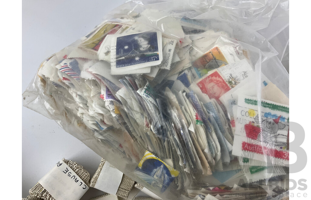 Large Collection of Cancelled Australian Stamps, Examples Spanning 1940's to 1990's, Sorted Multiples - Approximately 2.4 Kilograms