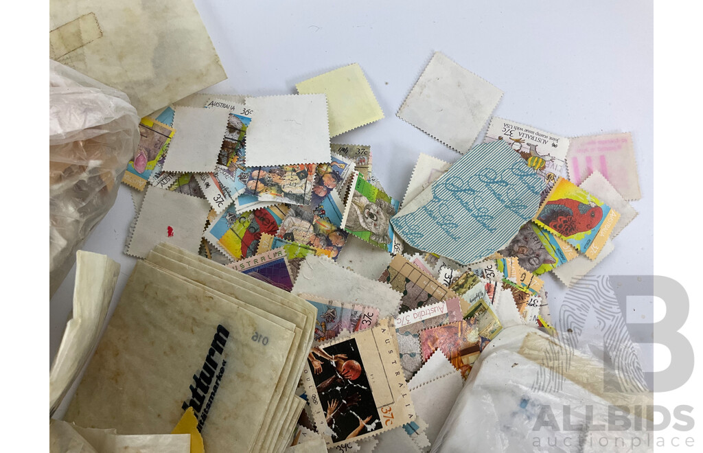 Large Collection of Cancelled Australian Stamps, Examples Spanning 1940's to 1990's, Sorted Multiples - Approximately 2.4 Kilograms