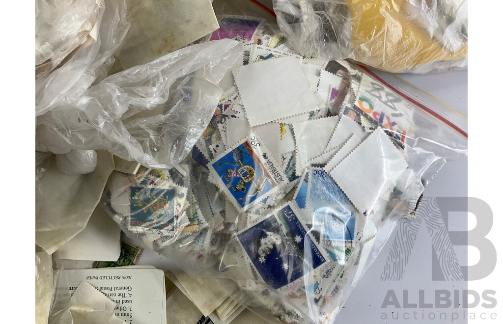 Large Collection of Cancelled Australian Stamps, Examples Spanning 1940's to 1990's, Sorted Multiples - Approximately 2.4 Kilograms