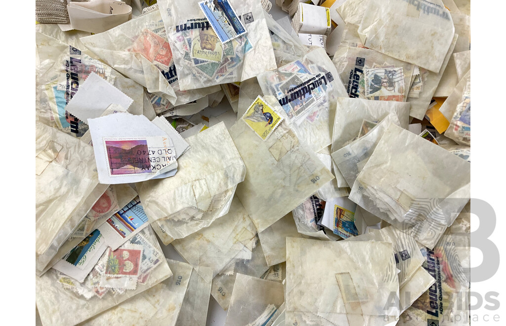 Large Collection of Cancelled Australian Stamps, Examples Spanning 1940's to 1990's, Sorted Multiples - Approximately 2.4 Kilograms
