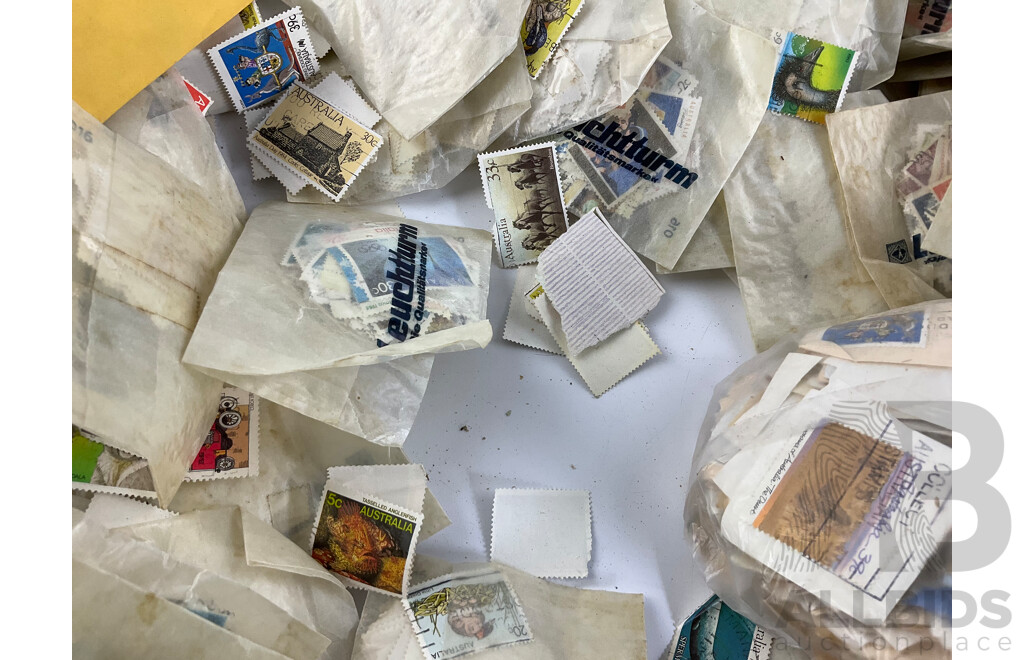 Large Collection of Cancelled Australian Stamps, Examples Spanning 1940's to 1990's, Sorted Multiples - Approximately 2.4 Kilograms