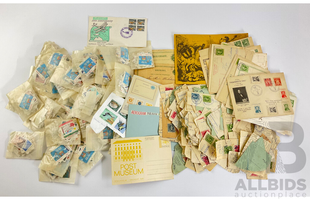 Collection of Australian 1980's Cancelled Stamps with Antique Swedish Stamps and First Day Covers
