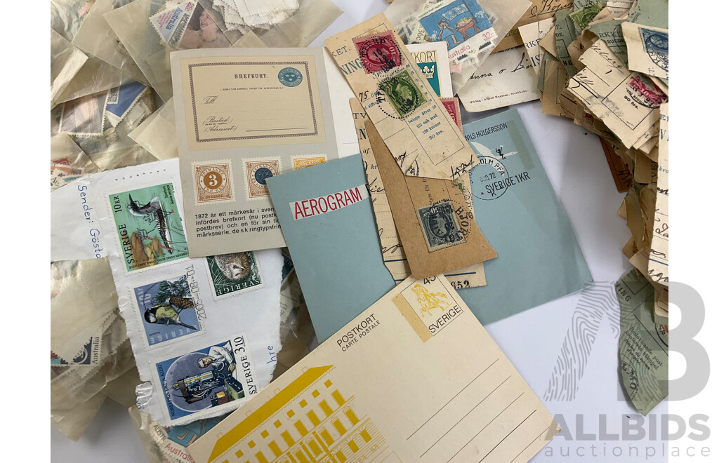 Collection of Australian 1980's Cancelled Stamps with Antique Swedish Stamps and First Day Covers