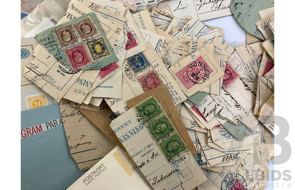 Collection of Australian 1980's Cancelled Stamps with Antique Swedish Stamps and First Day Covers