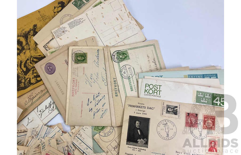 Collection of Australian 1980's Cancelled Stamps with Antique Swedish Stamps and First Day Covers