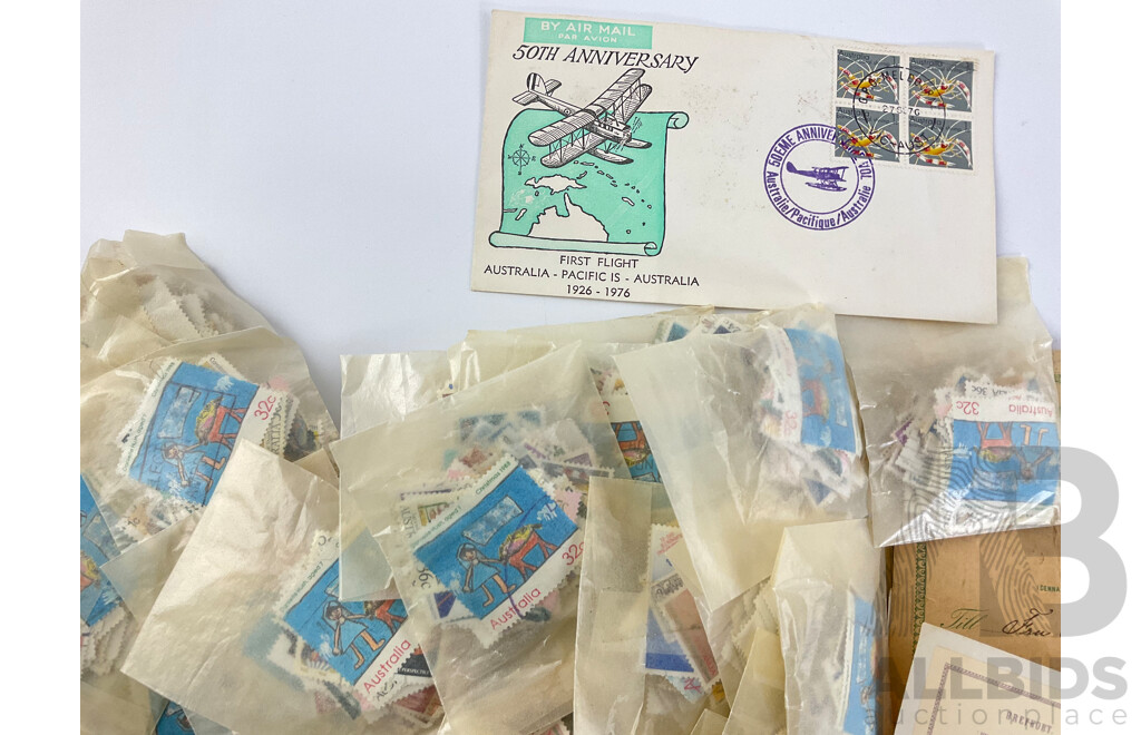 Collection of Australian 1980's Cancelled Stamps with Antique Swedish Stamps and First Day Covers