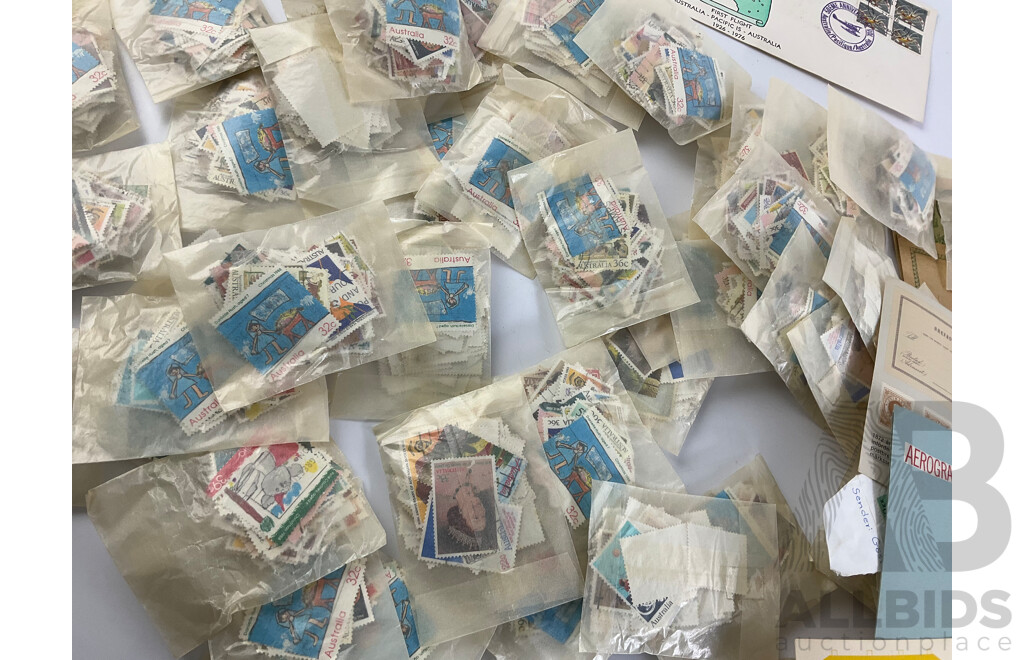 Collection of Australian 1980's Cancelled Stamps with Antique Swedish Stamps and First Day Covers