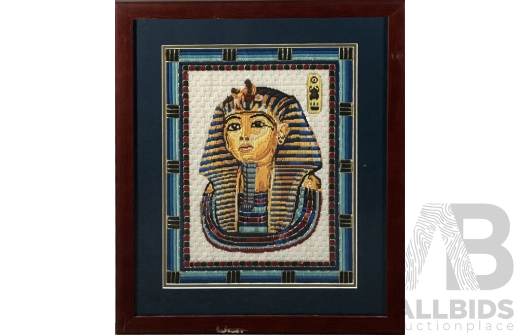Artist Unknown (20th Century, Australian), King Tutankhamen, Original Hand Made Wool Needlepoint, 57 x 47 cm (frame)