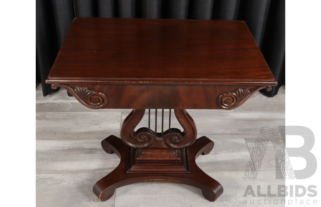 Victorian Single Drawer Side Table with Lyre Base