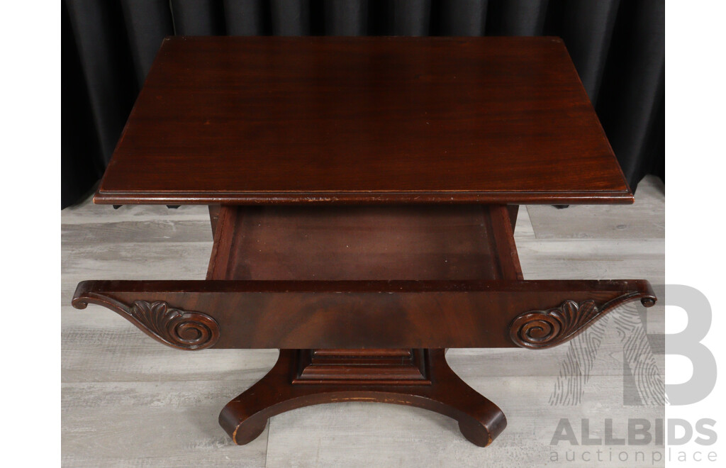 Victorian Single Drawer Side Table with Lyre Base