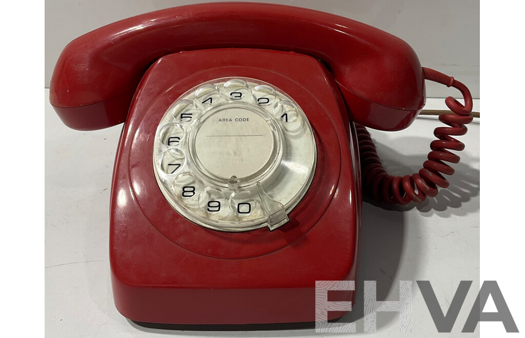 Vintage Red Rotary Dial Telephone
