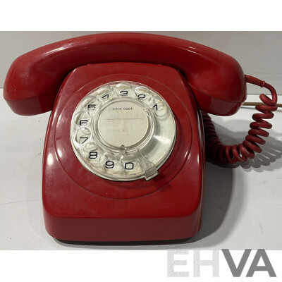 Vintage Red Rotary Dial Telephone