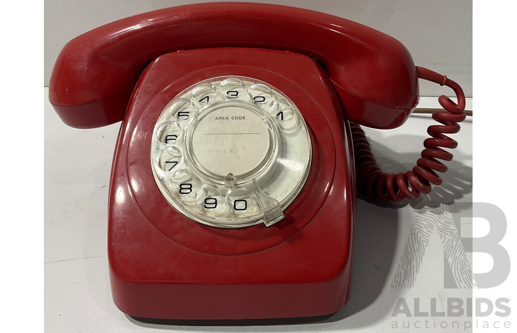 Vintage Red Rotary Dial Telephone