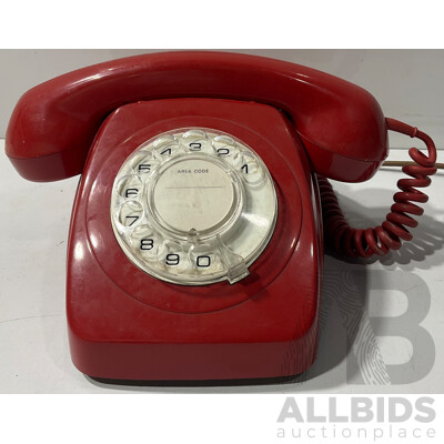 Vintage Red Rotary Dial Telephone