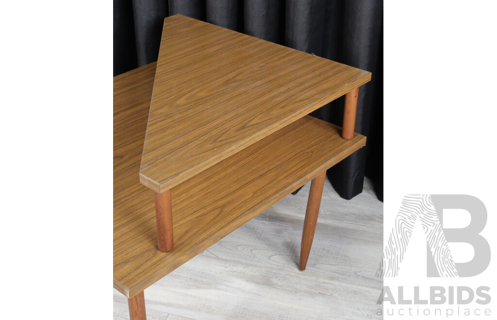 Faux Timber Veneer Two Tier Corner Coffee Table