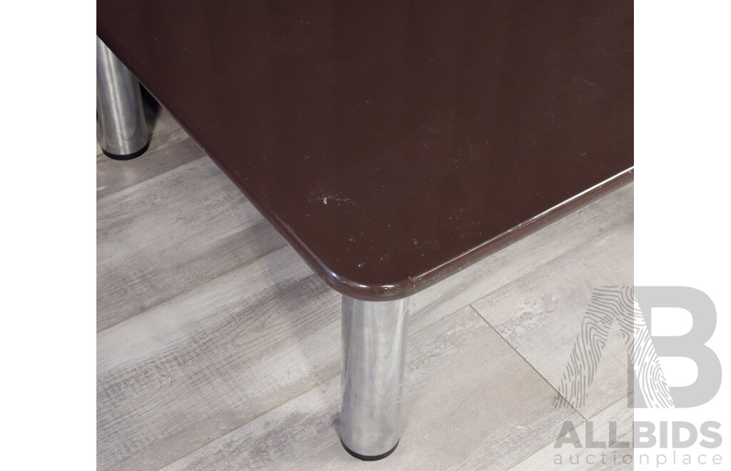 Retro Timber Top Coffee Table with Chrome Legs