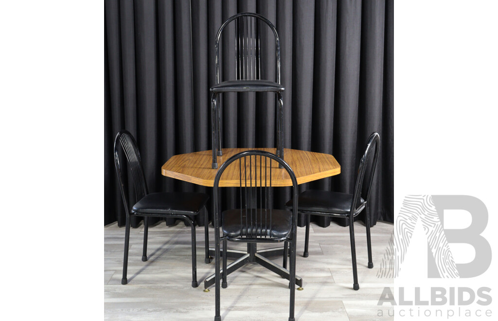 Retro Hexagonal Pedestal Dining Table with for Chairs