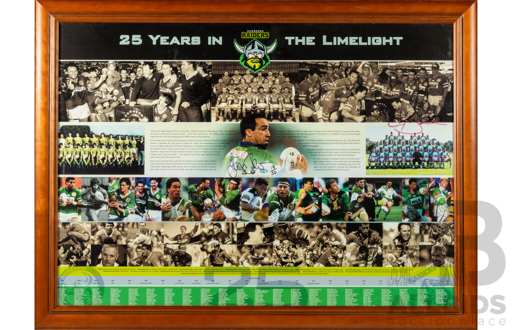 Canberra Raiders 25 Years in the Limelight Signed Framed Lithograph