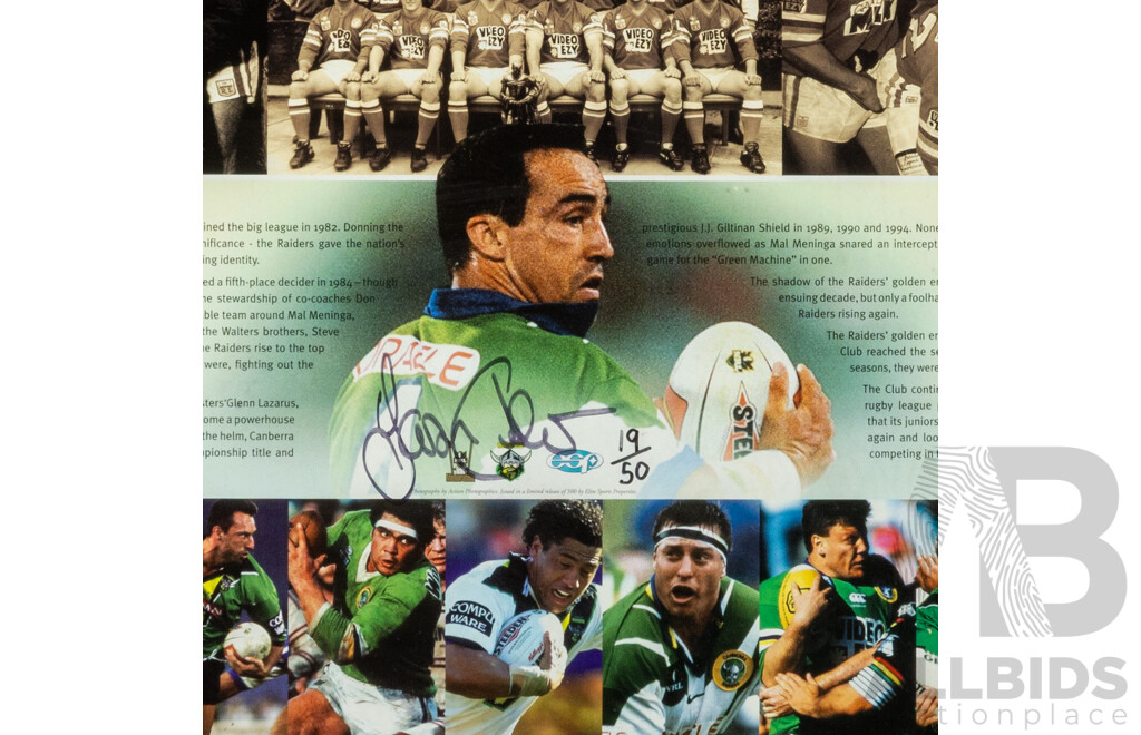 Canberra Raiders 25 Years in the Limelight Signed Framed Lithograph