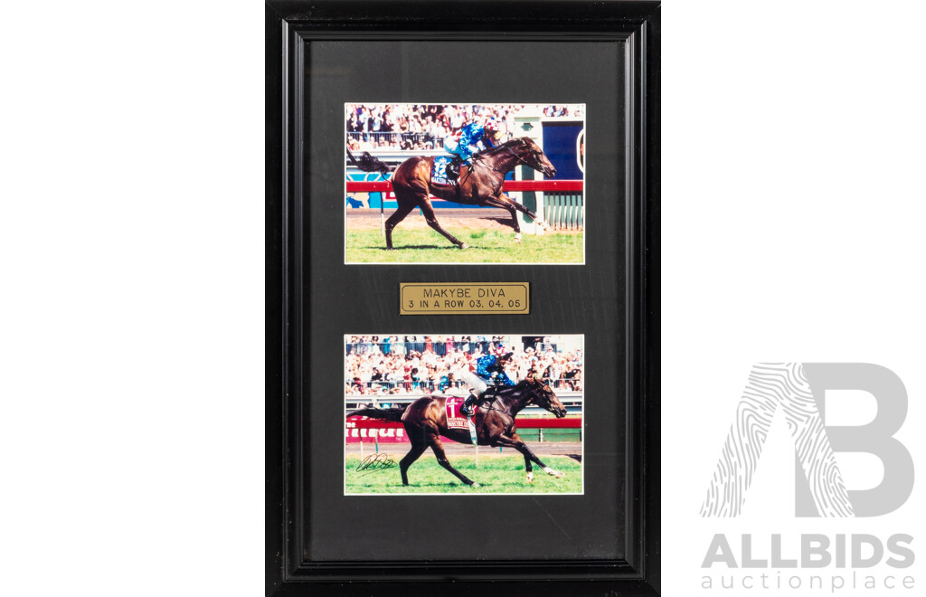 Makybe Diva, Glen Boss Signed Framed Photograph