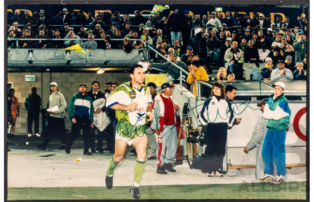 Ricky Stuart Canberra Raiders Block Mounted Signed Framed Photograph