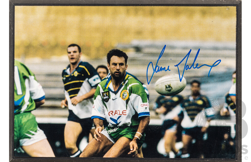 Canberra Raiders Laurie Daley Block Mounted Signed Framed Photograph