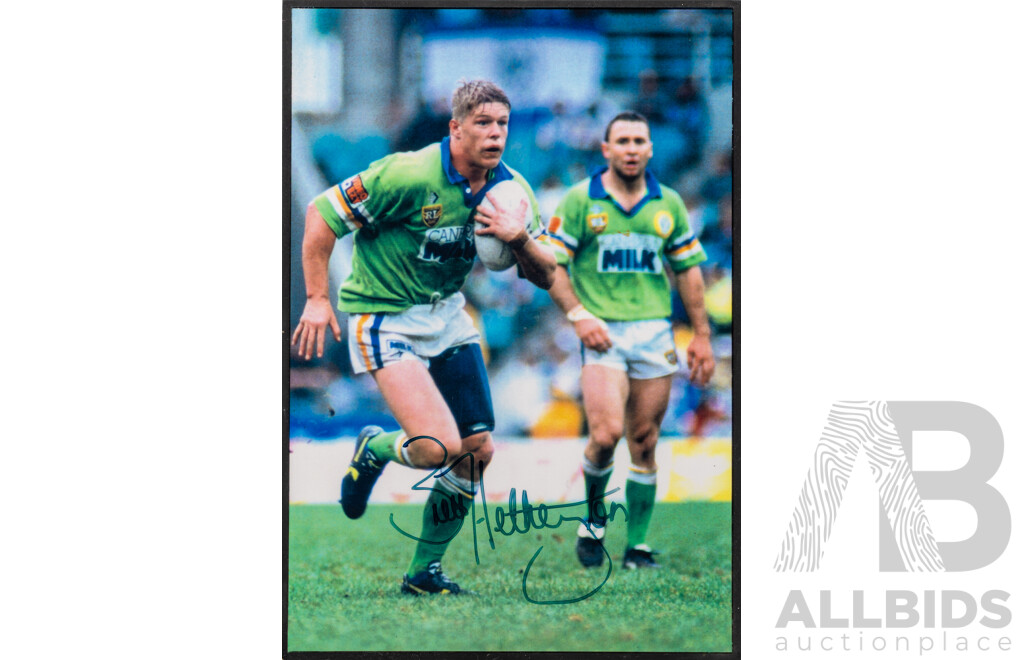 Canberra Raiders Brett Hetherington  Block Mounted Signed Framed Photograph