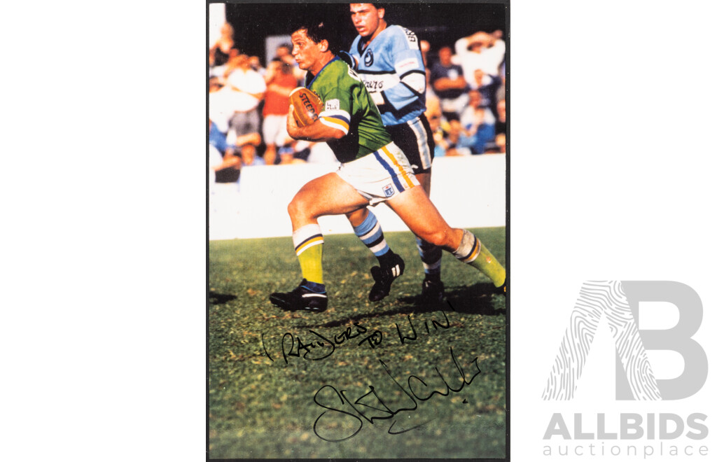 Canberra Raiders Steve Walters  Block Mounted Signed Framed Photograph