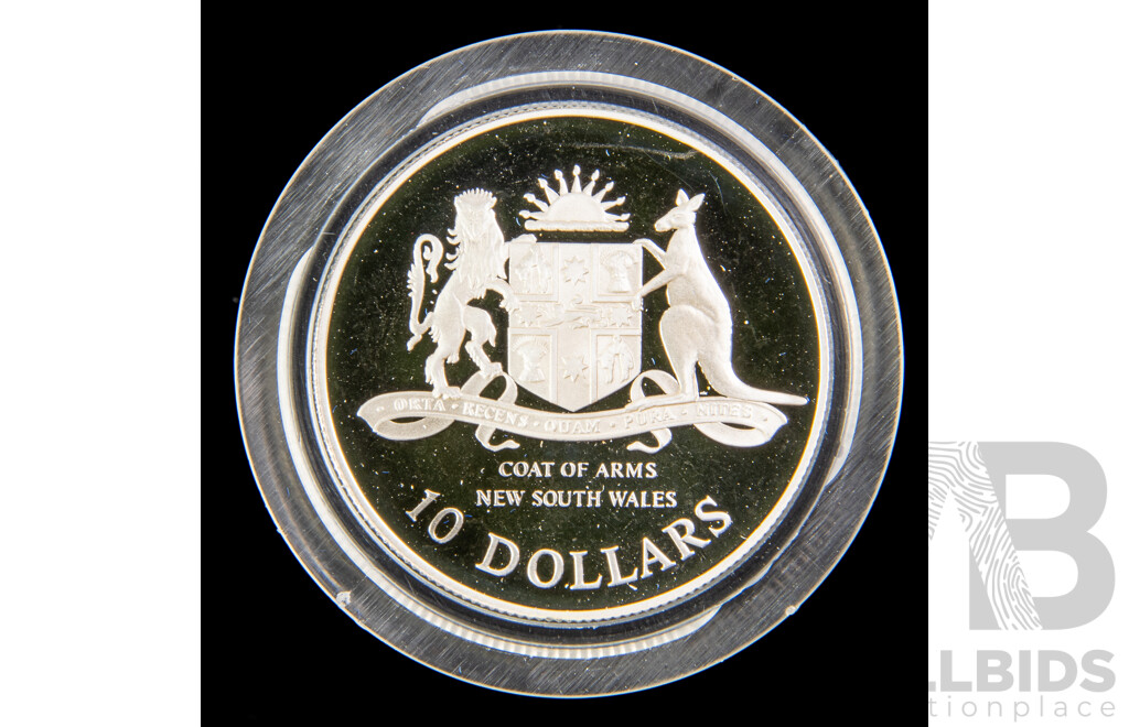 Australian RAM 1987 Silver Proof Ten Dollar Coin, State Series, New South Wales.925