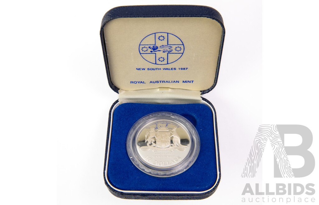 Australian RAM 1987 Silver Proof Ten Dollar Coin, State Series, New South Wales.925