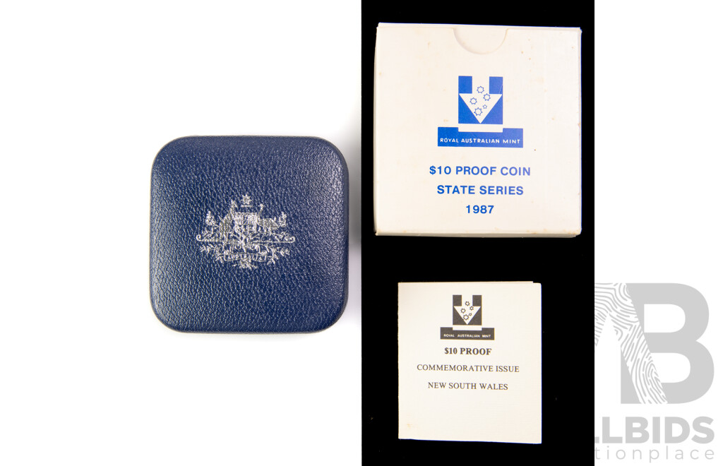 Australian RAM 1987 Silver Proof Ten Dollar Coin, State Series, New South Wales.925