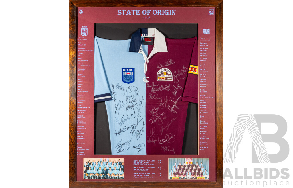 State of Origin 1998 Queensland and NSW Split Signed Jersey
