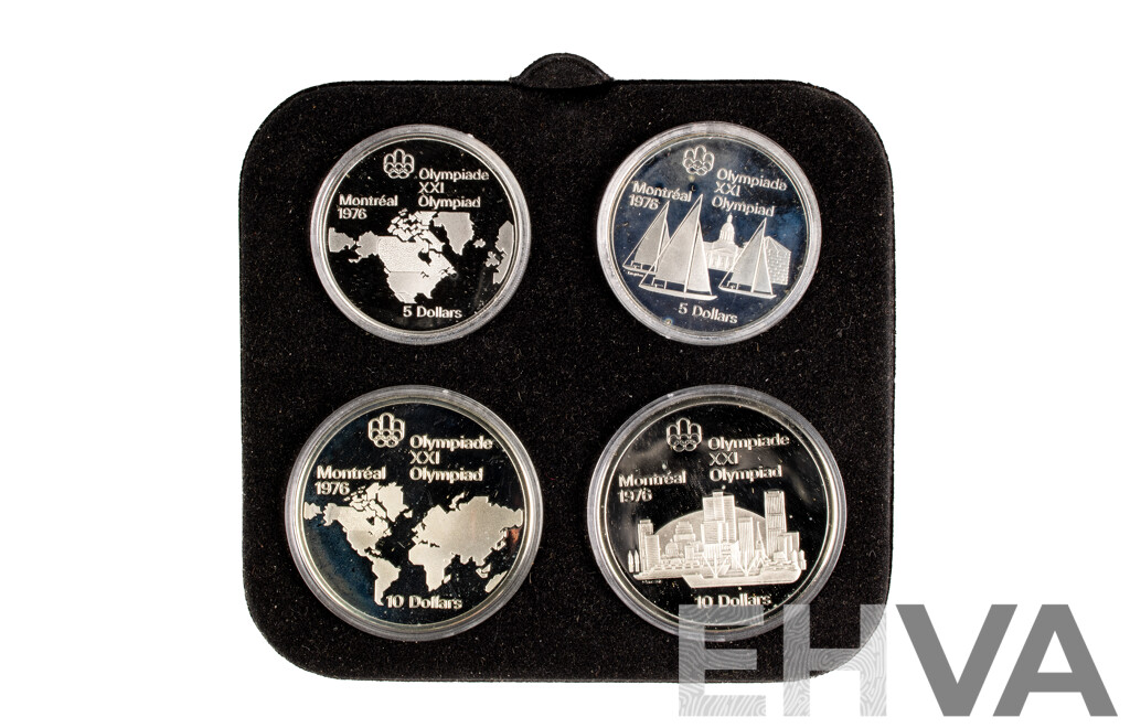Canada 1976 Four Silver Proof Coin Set, Montreal Olympic Games .925
