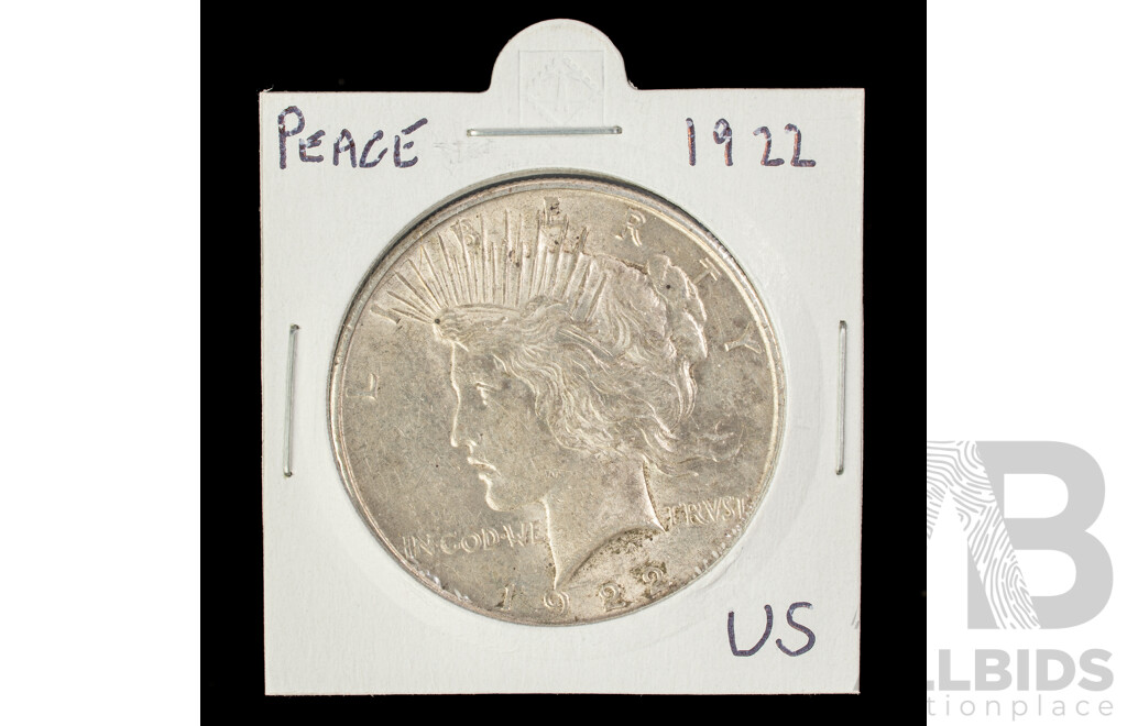 USA 1922  Silver Peace Dollar, Philadelphia Mint .900