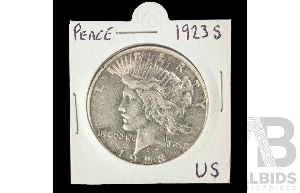 USA 1923  Silver Peace Dollar, San Francisco Mint .900