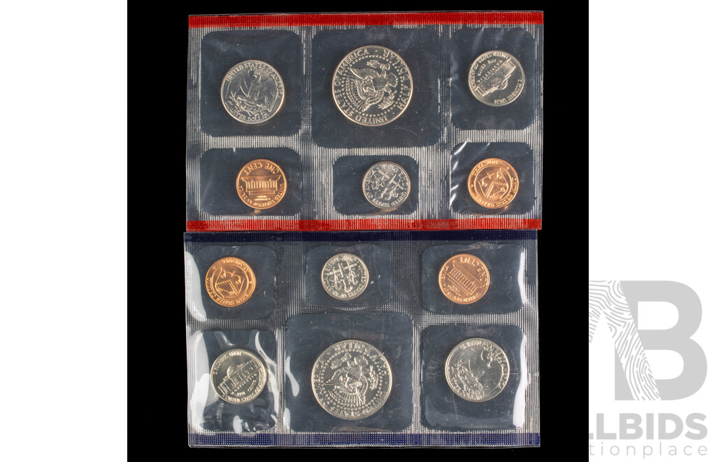 Four USA UNC Mint Coin Sets Including 1987, 1991, 1997, 1998, All in Original Packaging
