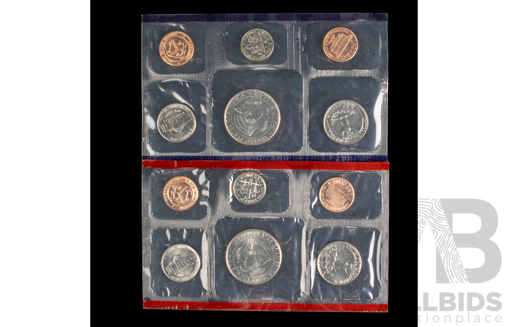 Four USA UNC Mint Coin Sets Including 1987, 1991, 1997, 1998, All in Original Packaging