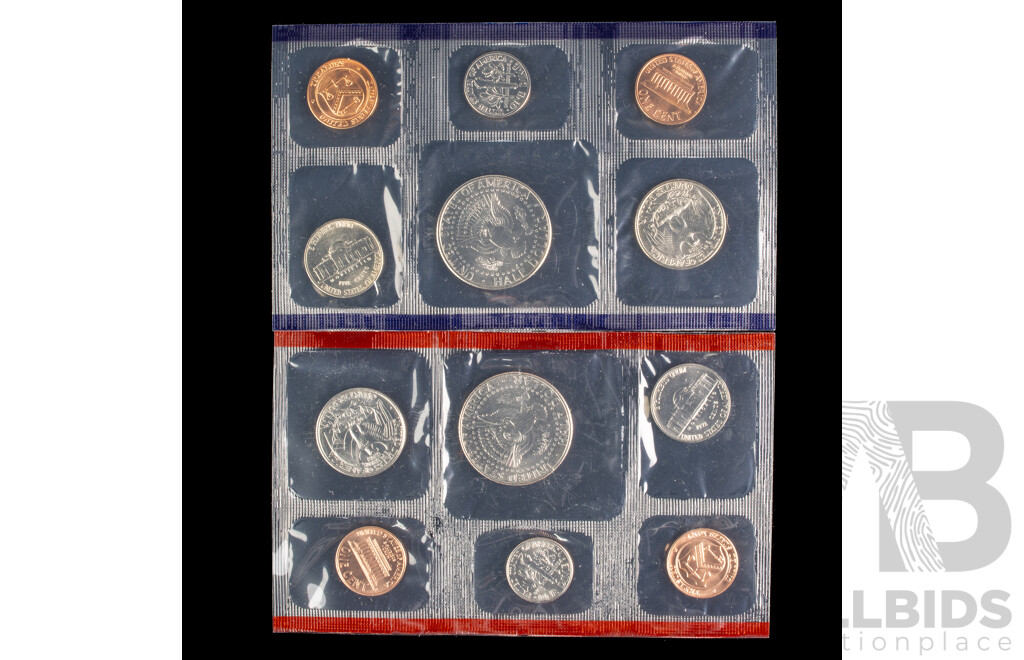Four USA UNC Mint Coin Sets Including 1987, 1991, 1997, 1998, All in Original Packaging