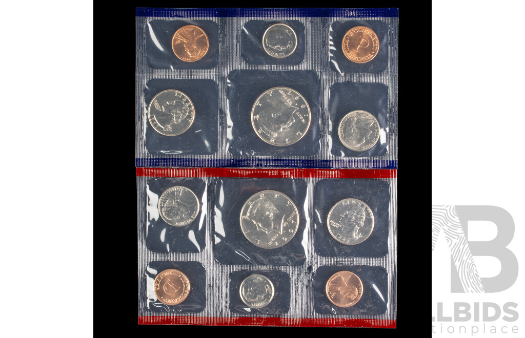 Four USA UNC Mint Coin Sets Including 1987, 1991, 1997, 1998, All in Original Packaging