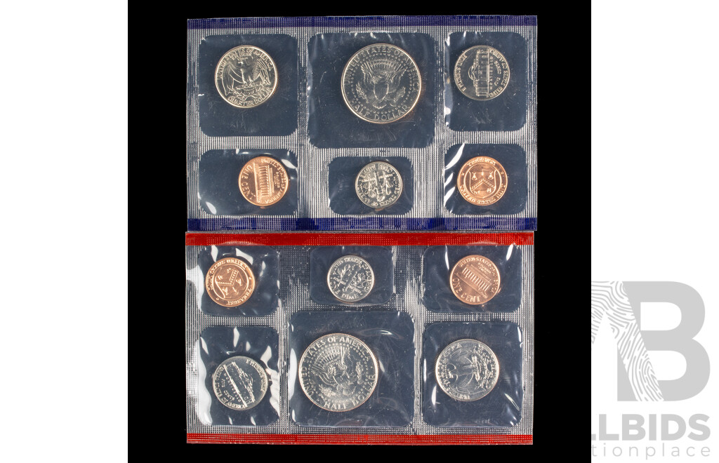 Four USA UNC Mint Coin Sets Including 1987, 1991, 1997, 1998, All in Original Packaging