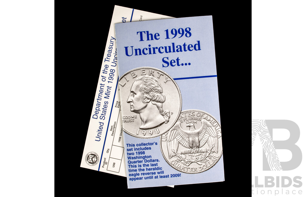 Four USA UNC Mint Coin Sets Including 1987, 1991, 1997, 1998, All in Original Packaging