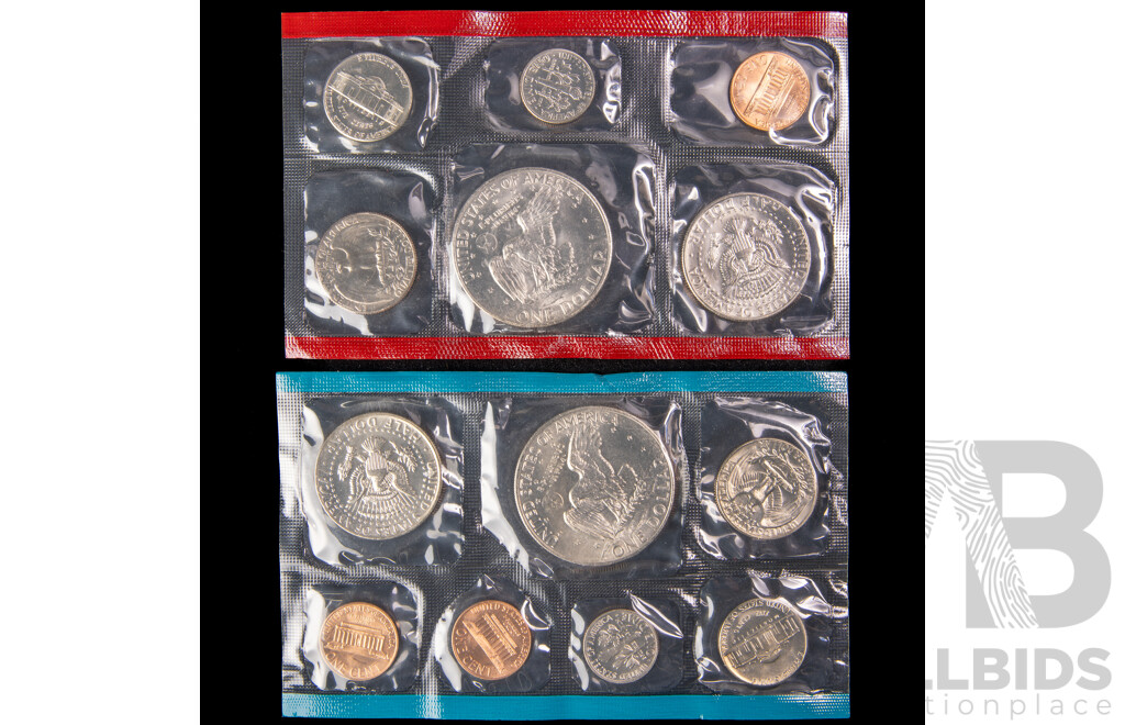 USA 1973 US Mint UNC Coin Sets in Original Packaging
