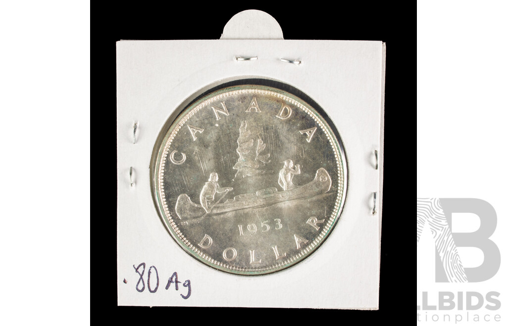 Canada 1953 QE2 Silver One Dollar Coin .800